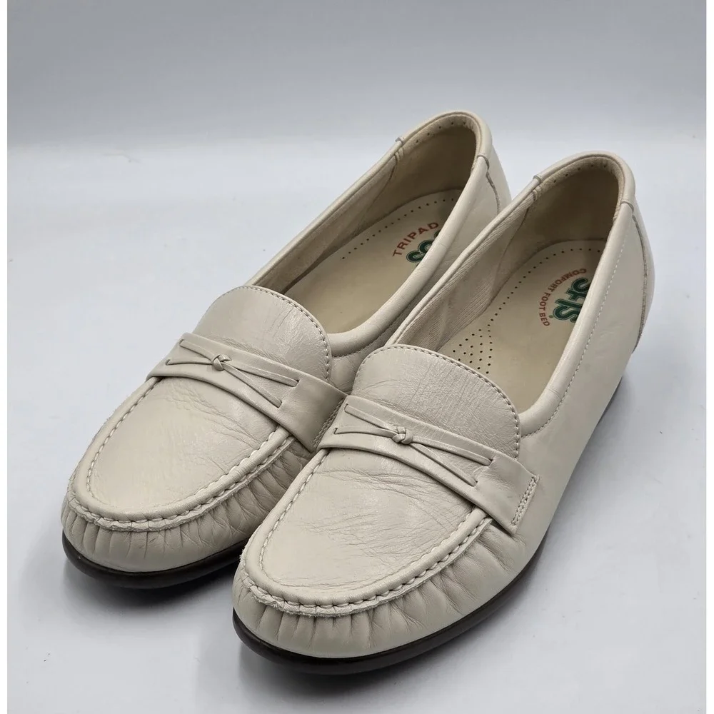 SAS Wink Tripad Womens 9 Bone Pearl Leather Penny Loafers Comfort Slip On USA